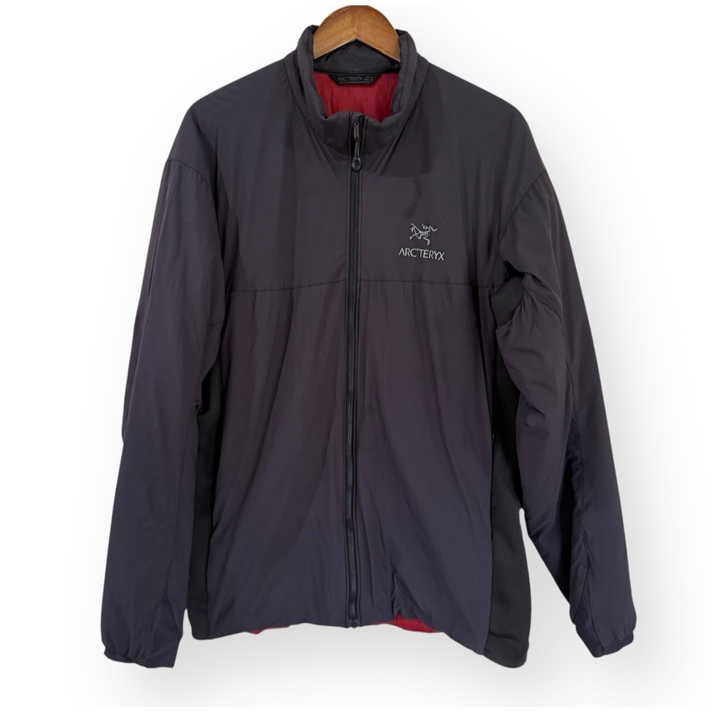 Arc'teryx Atom Jacket Mens XL Black Grey Full Zip Red Lined Hiking Outdoor